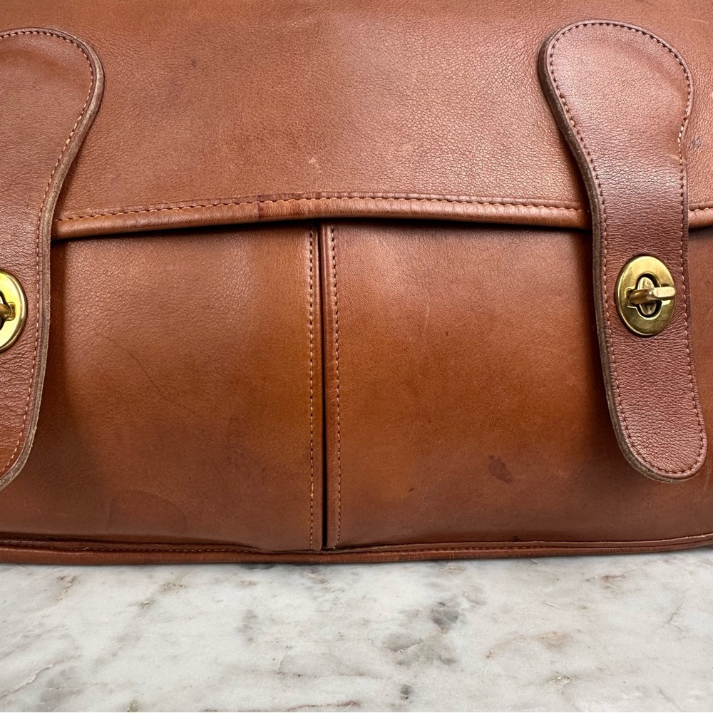 Vintage Coach British Tan Leather Carrier Brief Top Handle Bag 9800 - Picture 6 of 15